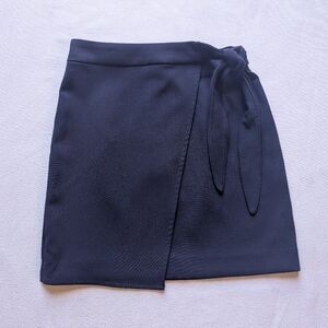 H&M 2 XS Navy Blue Wrap Tie Short Skirt Zip School Stylish